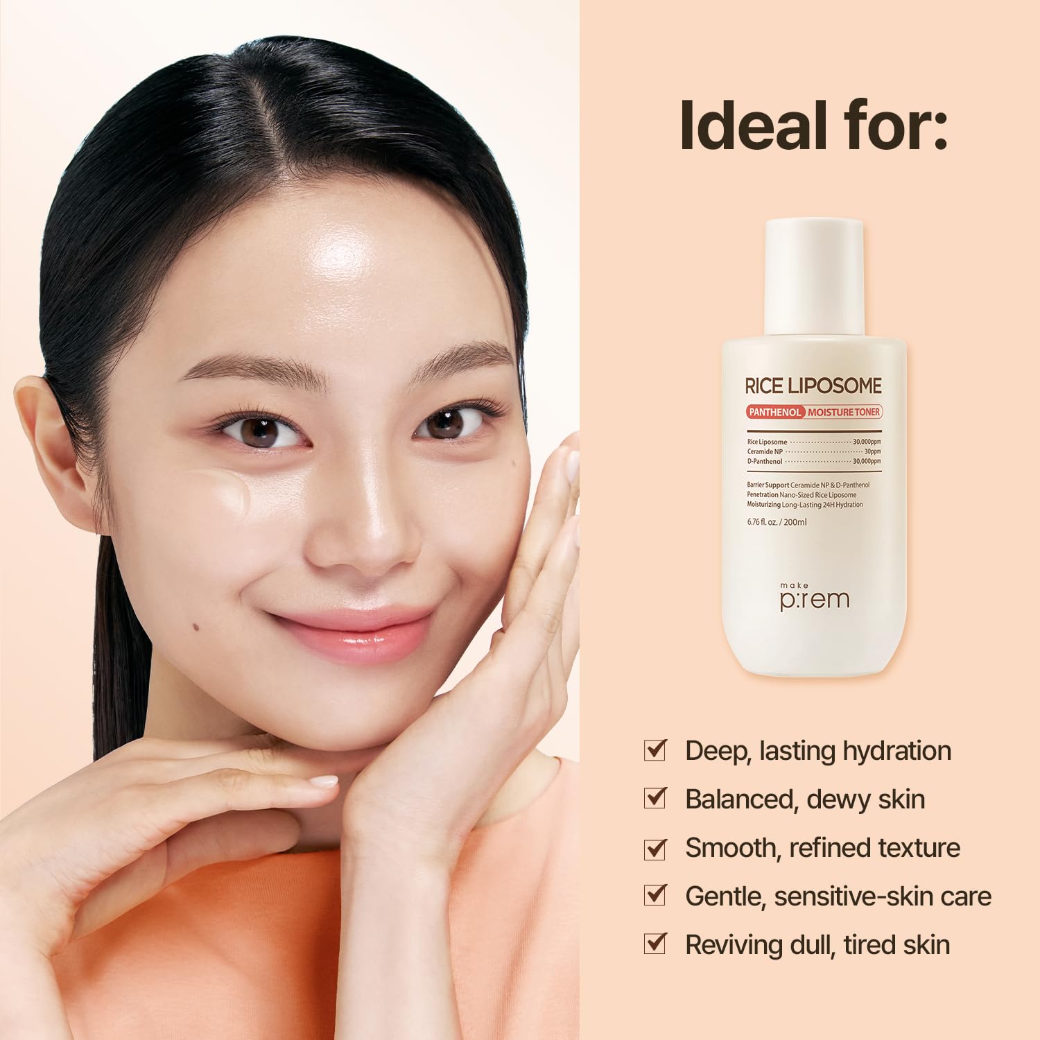 MAKEP:REM Rice Liposome Toner fits into Korean skincare routines.