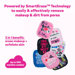 MakeUp Eraser dual-sided fibers, exfoliate and erase in one step.