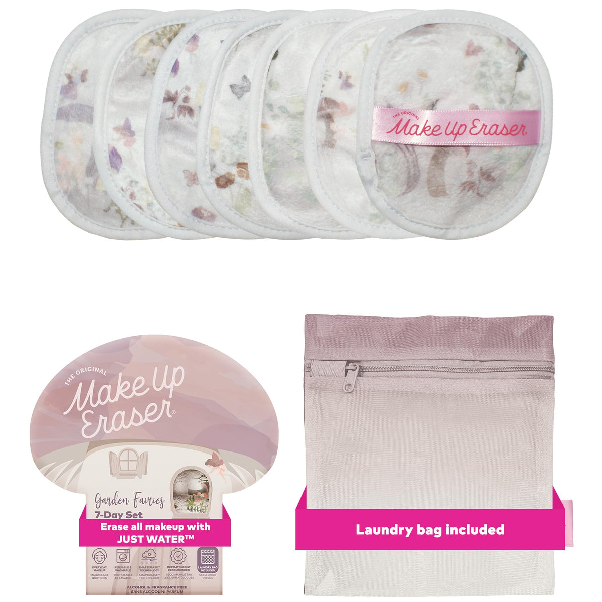 MakeUp Eraser Garden Fairies 7Day Set packaging shown, sustainable alternative to disposable wipes