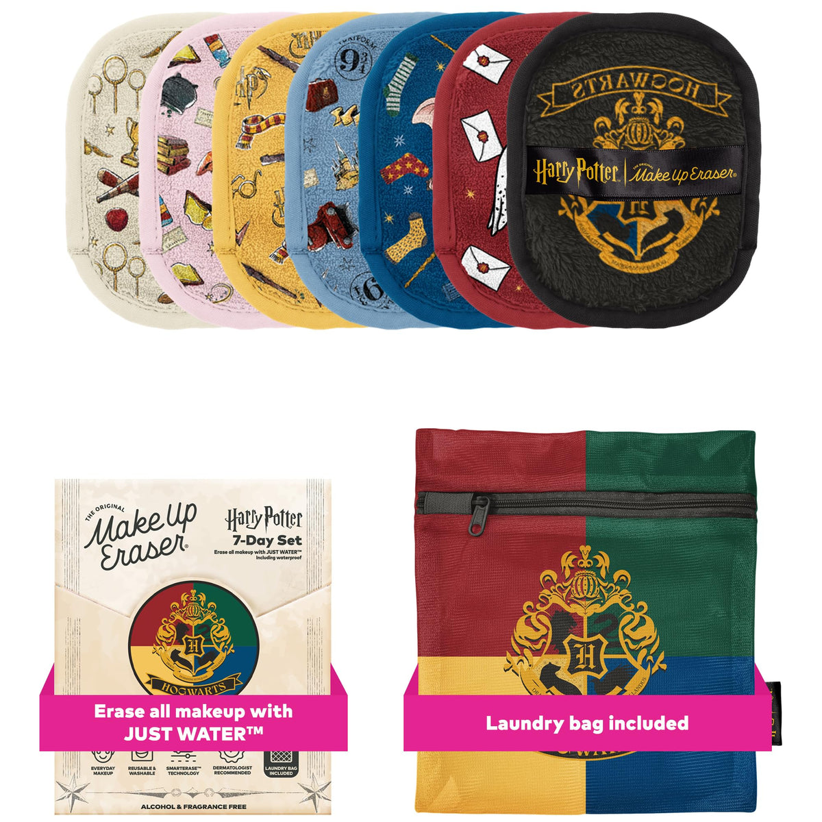 MakeUp Eraser Harry Potter 7-Day Set front view for easy water-only makeup removal