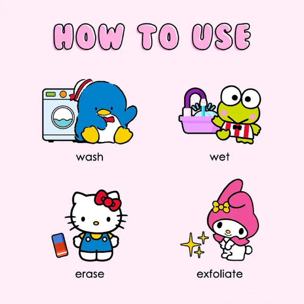 MakeUp Eraser Hello Kitty design close-up, kid-friendly aesthetic for daily use.