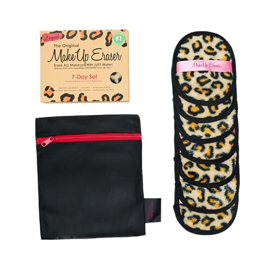 MakeUp Eraser Leopard 7-day set dual-sided cloth demonstrates makeup removal and exfoliation