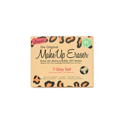 MakeUp Eraser Leopard 7-day set packaging closeup shows soft fibers for makeup removal