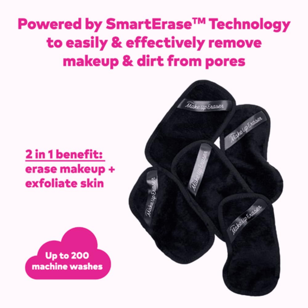 MakeUp Eraser Mini Pro 5-pack washable-fibers highlight durable material you can reuse.