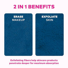 MakeUp Eraser Mini PRO exfoliate side demonstrates skin refresh with long fibers.