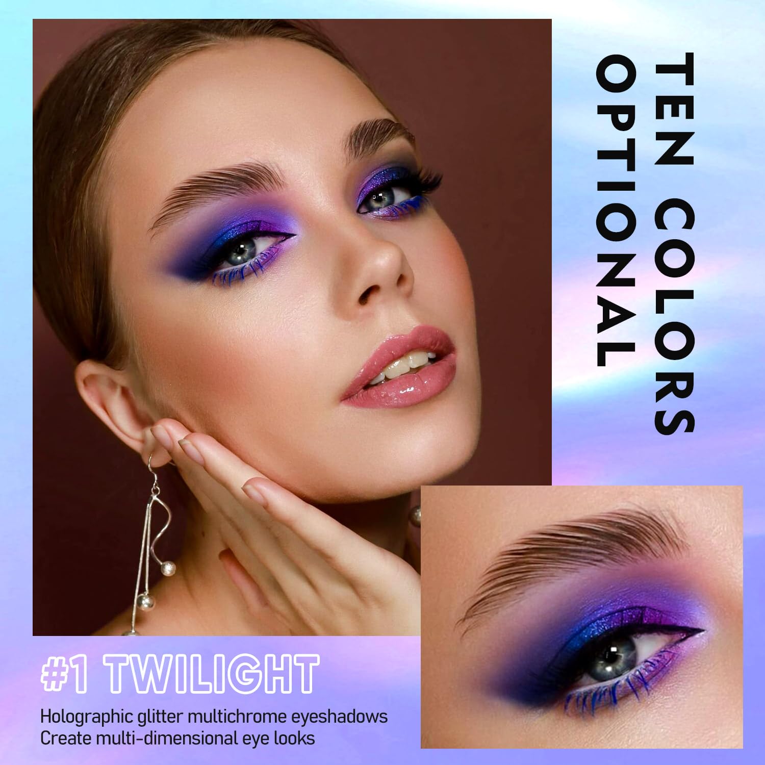 Maki Yika glitter liquid eyeshadow multichrome topper swatch highlighting vivid color shifts
