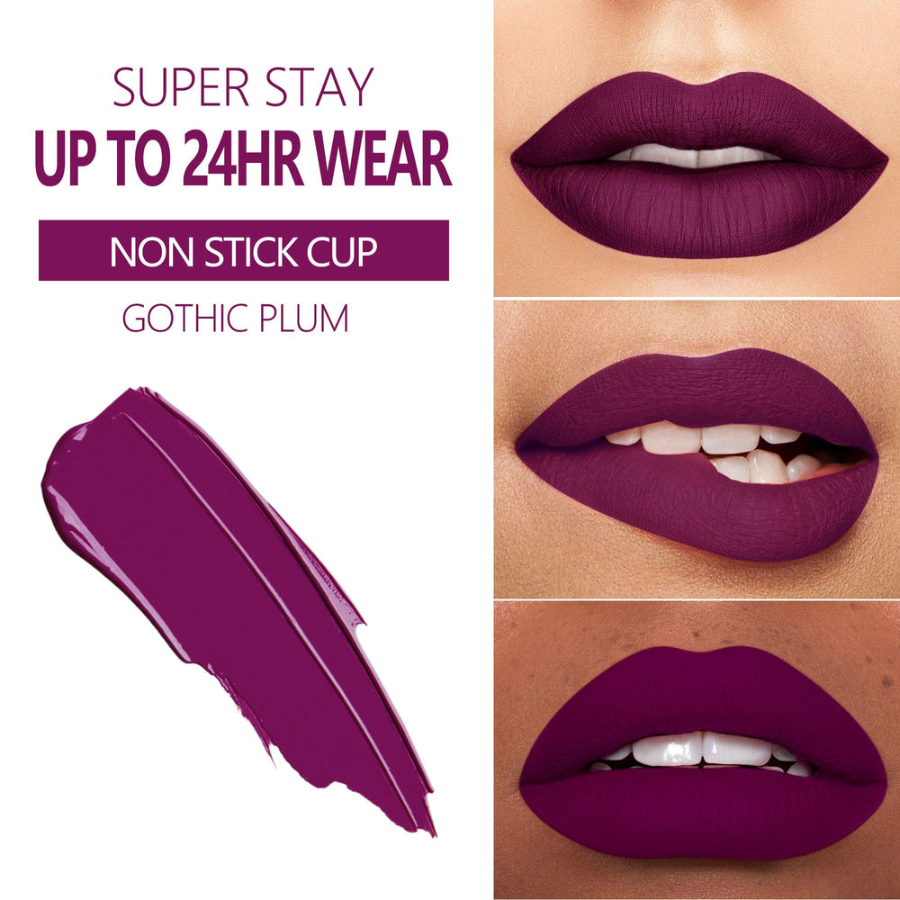 Vibrant purple swatch from MAKI YIKA matte lipstick.