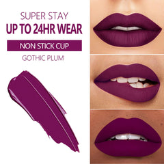 Vibrant purple swatch from MAKI YIKA matte lipstick.