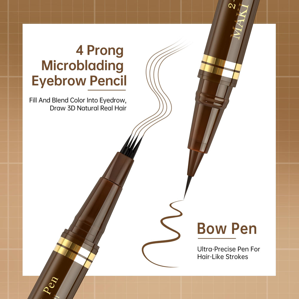 MAKI YIKA dual-ended brow pen showing natural brow fill and texture