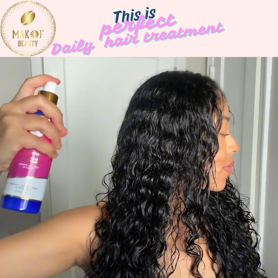 MAKOF BEAUTY 3-in-1 formula delivers frizz control and shine.