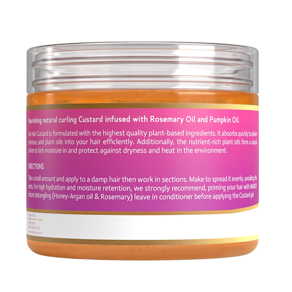 MAKOF BEAUTY Flaxseed-Pumpkin-Rosemary ingredients showcase natural nourishment for curls.