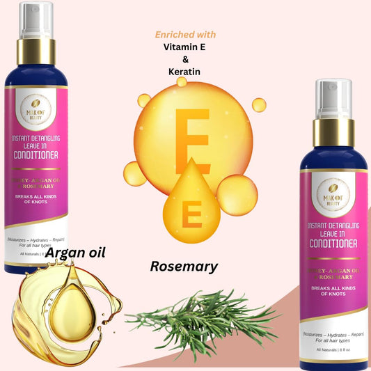MAKOF BEAUTY formula with argan oil and rosemary nourishes hair.