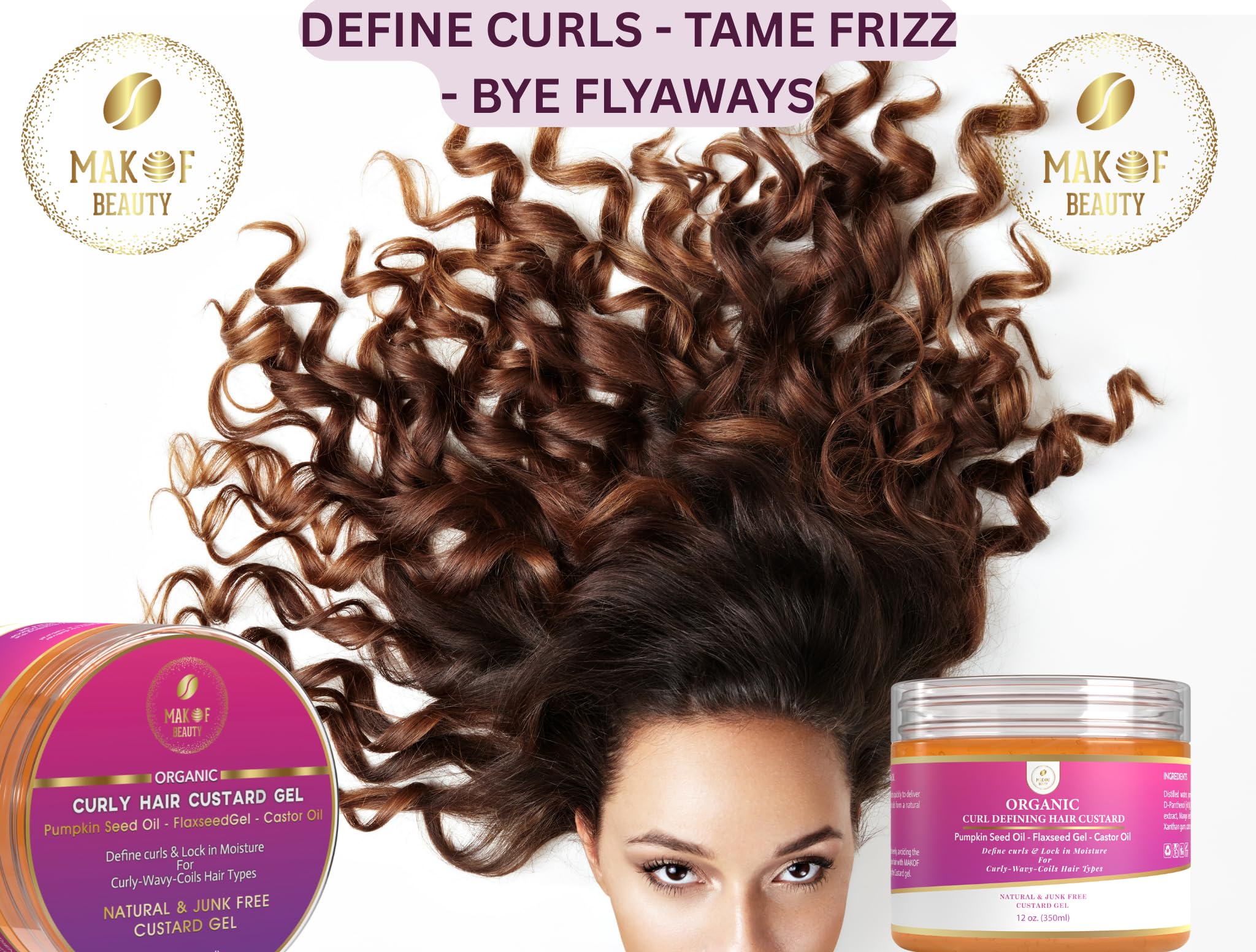 MAKOF BEAUTY Long-lasting curl definition in a texture-focused close-up.