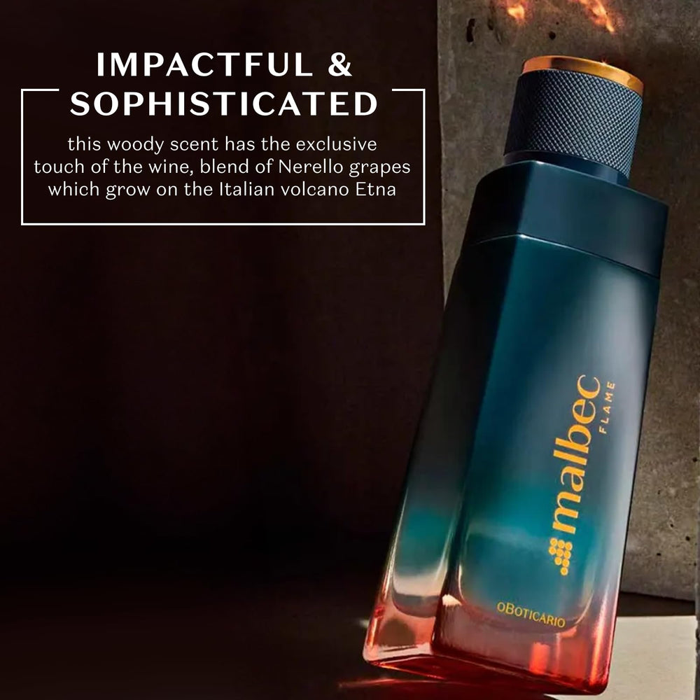 Malbec Flame fragrance notes highlight Nerello grape and woody accents.