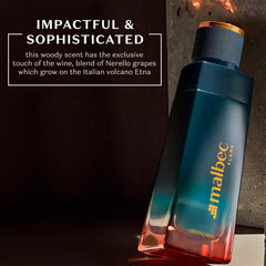 Malbec Flame fragrance notes highlight Nerello grape and woody accents.