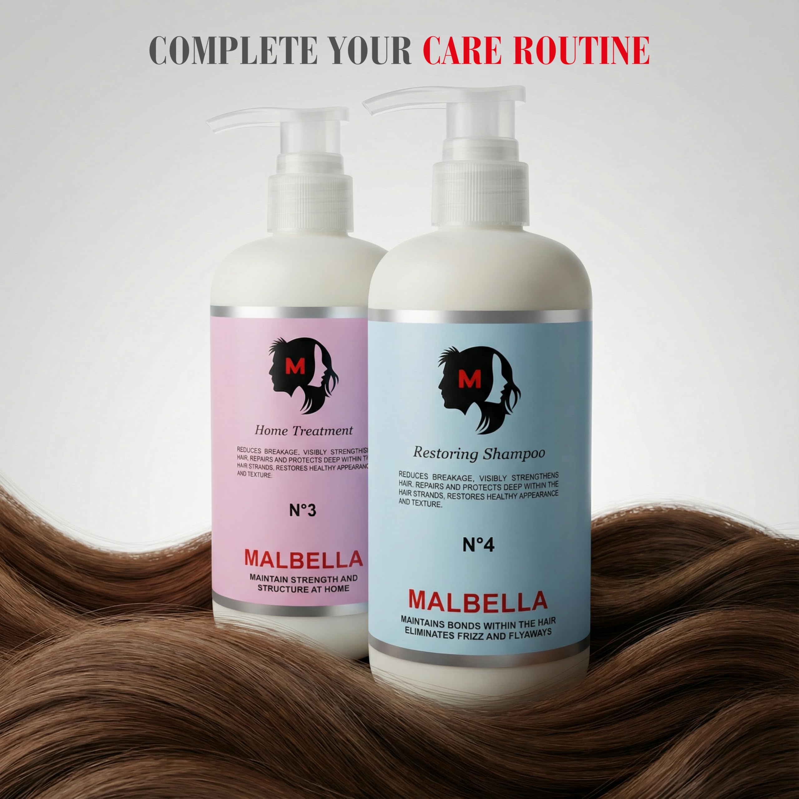 MALBELLA salon-use setup suggesting everyday gentle cleanse for dry hair.