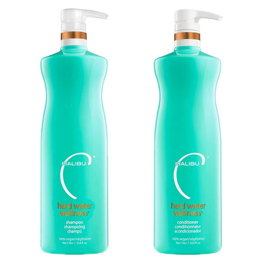 Malibu C Hard Water Wash bottle showing detox formula for mineral reduction and shine