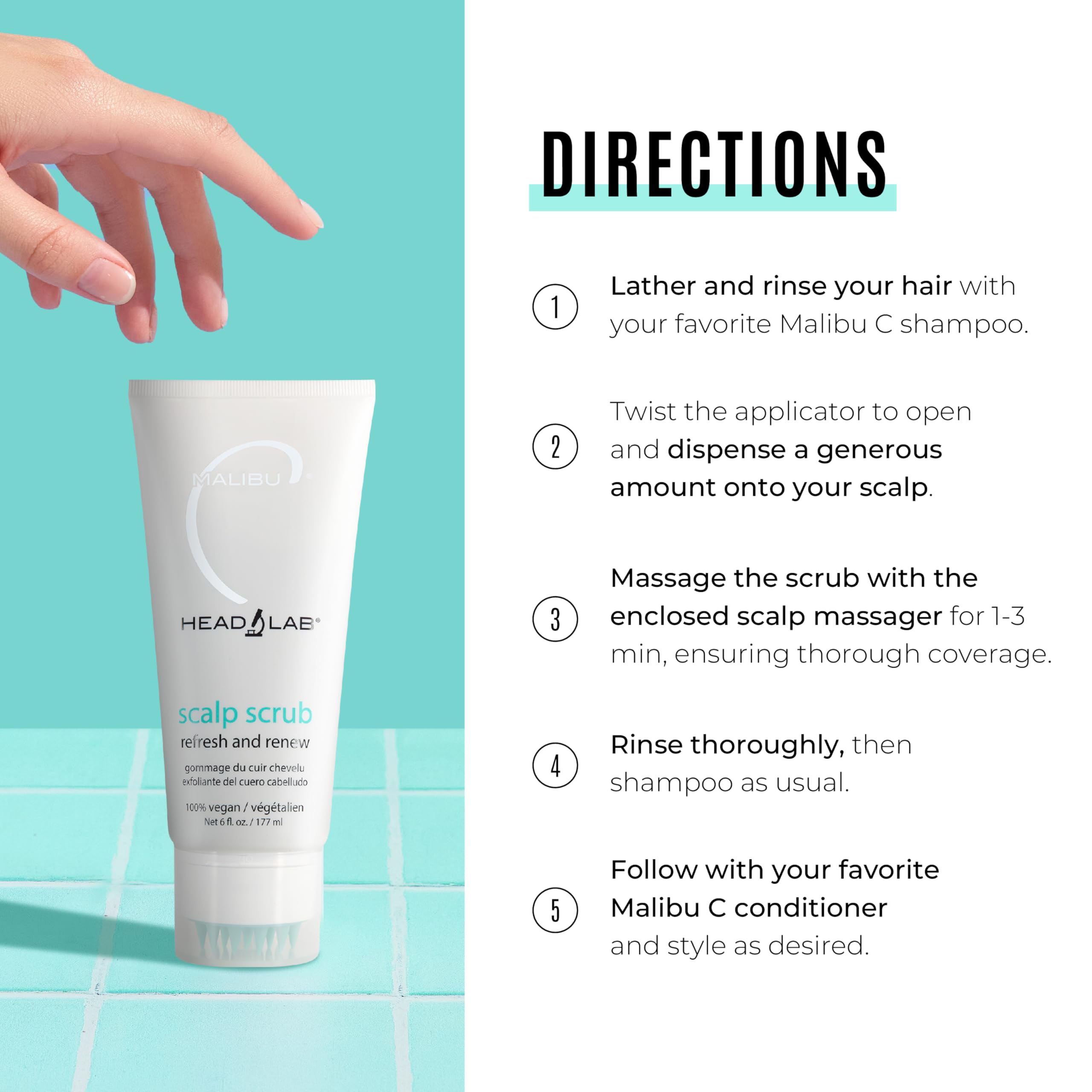 Malibu C Head Lab Scalp Scrub massager helps even coverage during exfoliation