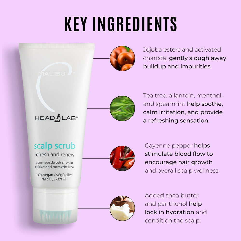 Malibu C Head Lab Scalp Scrub with shea butter hydrates and conditions the scalp