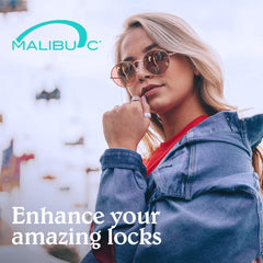 Cruelty-free packaging emblem on packet underscores Malibu C's eco-conscious approach.