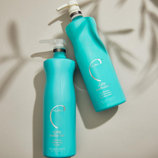 Malibu C Scalp Wellness Conditioner bottle delivering nourishing, manageable hair.