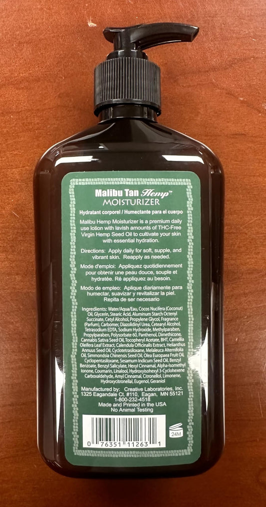 Malibu Tan Body Lotion showcases a silky texture for quick absorption.