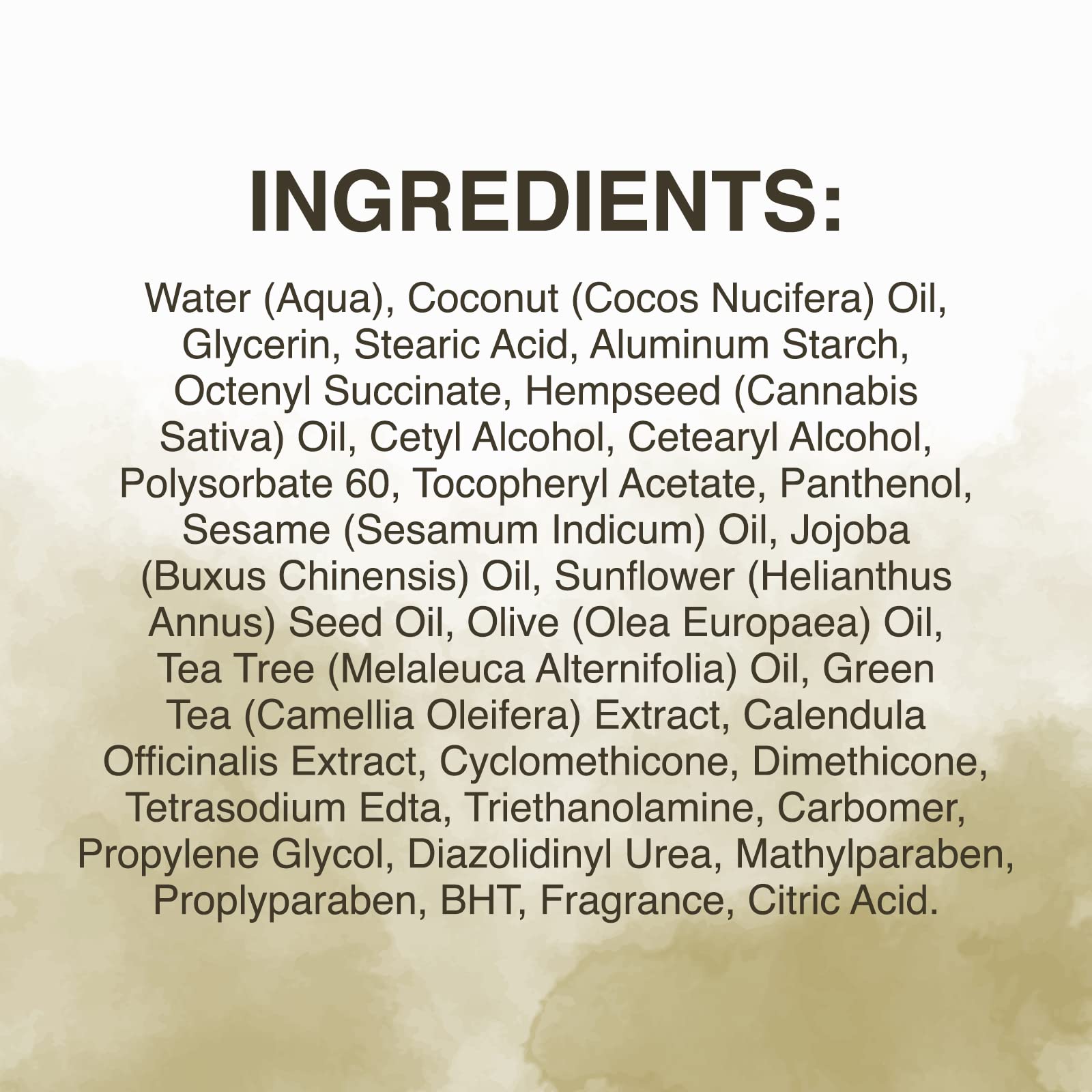 Malibu Tan label closeup highlights hemp blend and moisturizing promise