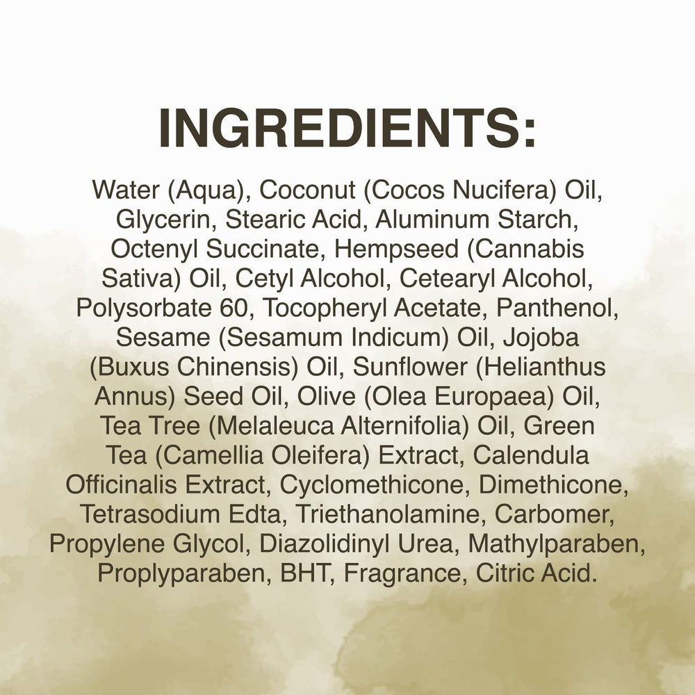 Malibu Tan label closeup highlights hemp blend and moisturizing promise