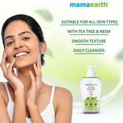 Creamy foam from Mamaearth Tea Tree Face Wash delivers gentle cleansing.