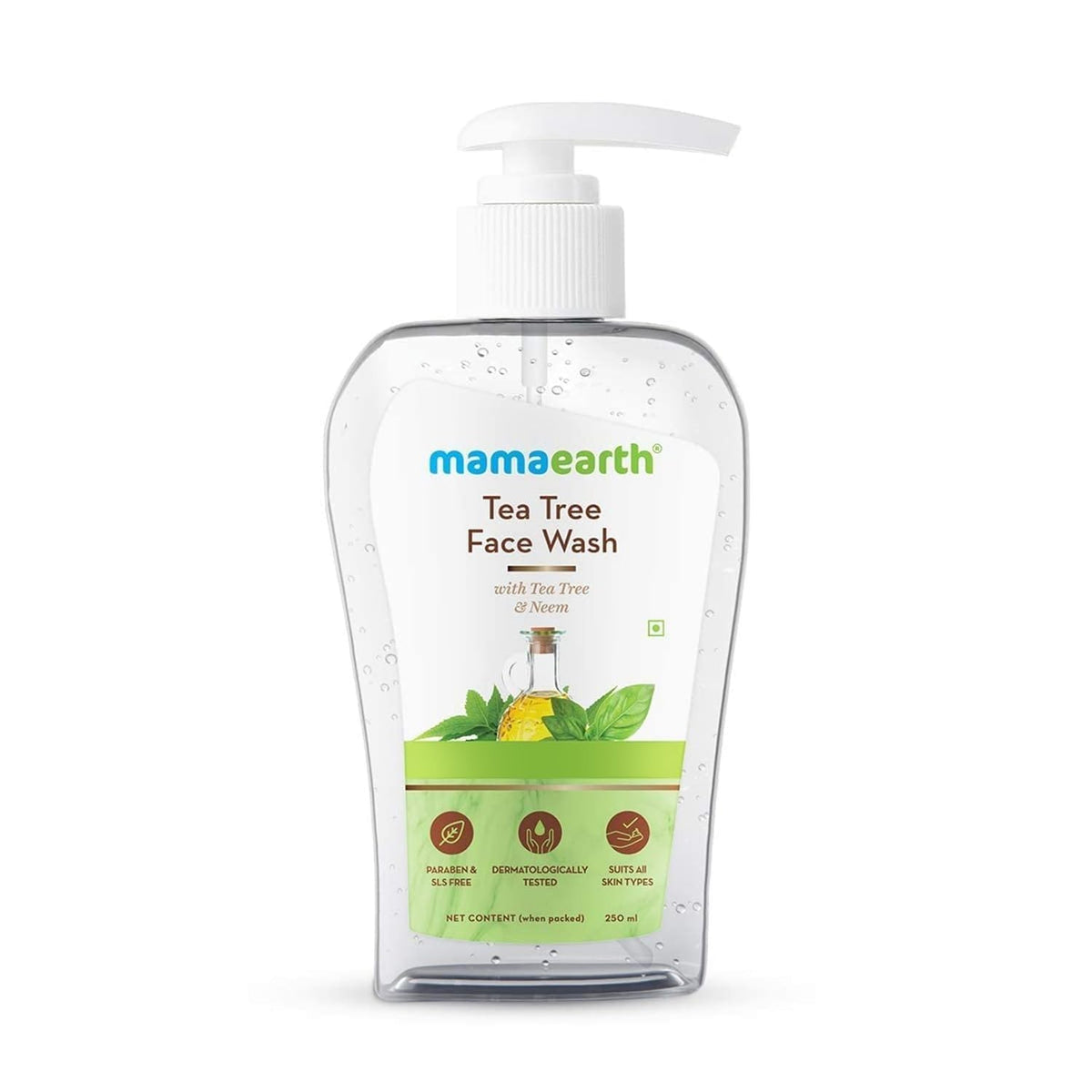 Mamaearth Tea Tree Face Wash pump bottle for daily refreshing cleanse.