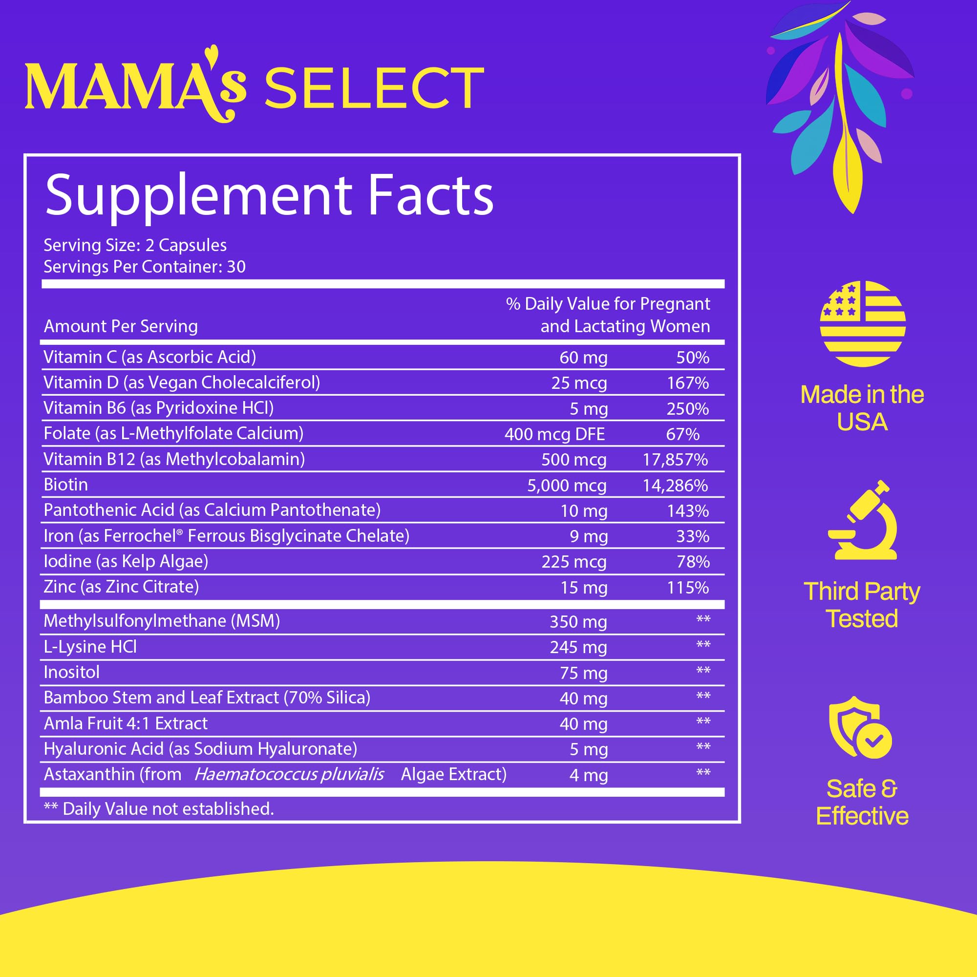 Mama’s Select bottle with capsules close-up illustrating daily nourishment for thinning hair.