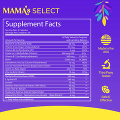 Mama’s Select bottle with capsules close-up illustrating daily nourishment for thinning hair.