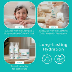Mambino Organics 3-pack set arranged on bathroom counter.