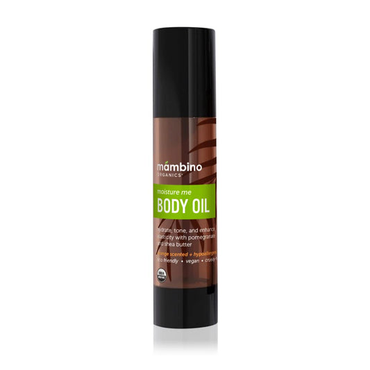 Mambino Organics Moisture Me front view bottle shows lightweight daily hydration.