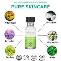 Mambino Organics tea tree oil roller applying to a blemish for targeted relief.
