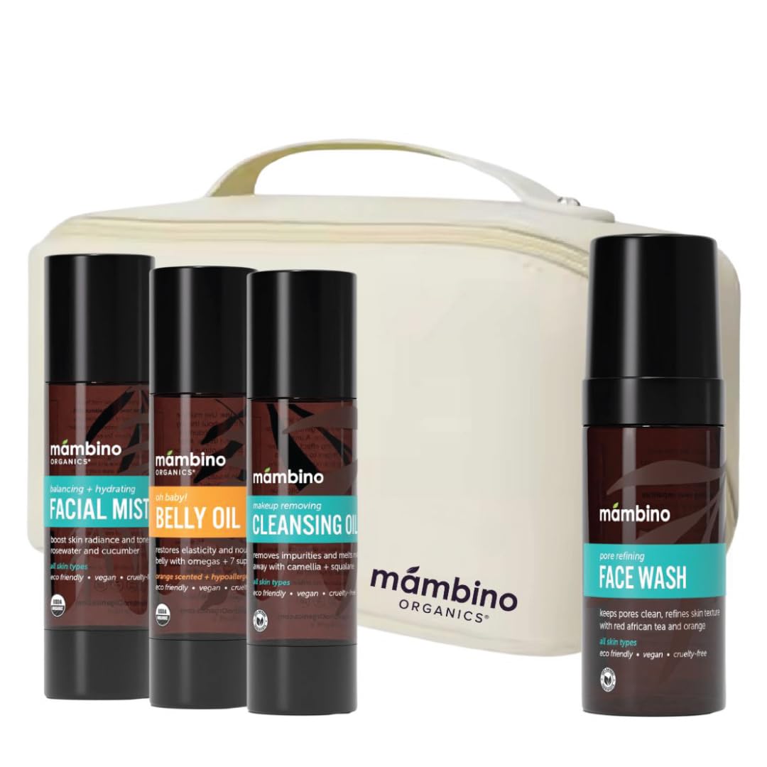 Mambino Organics belly oil bottle provides hydration for pregnancy skin