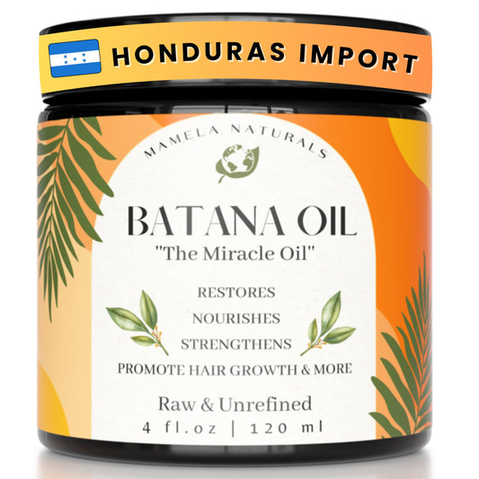 Mamela Naturals Raw Batana Oil bottle shows pure packaging and nourishment potential for hair