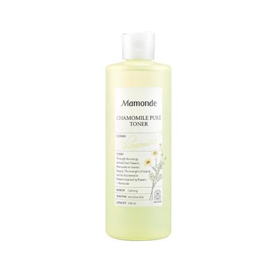 Mamonde Chamomile Pure Vegan Toner label closeup highlighting vegan formula.