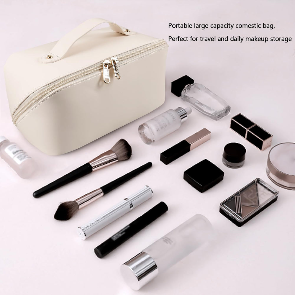 Open compartments show six organized sections for cosmetics and tools