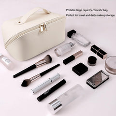 Open compartments show six organized sections for cosmetics and tools