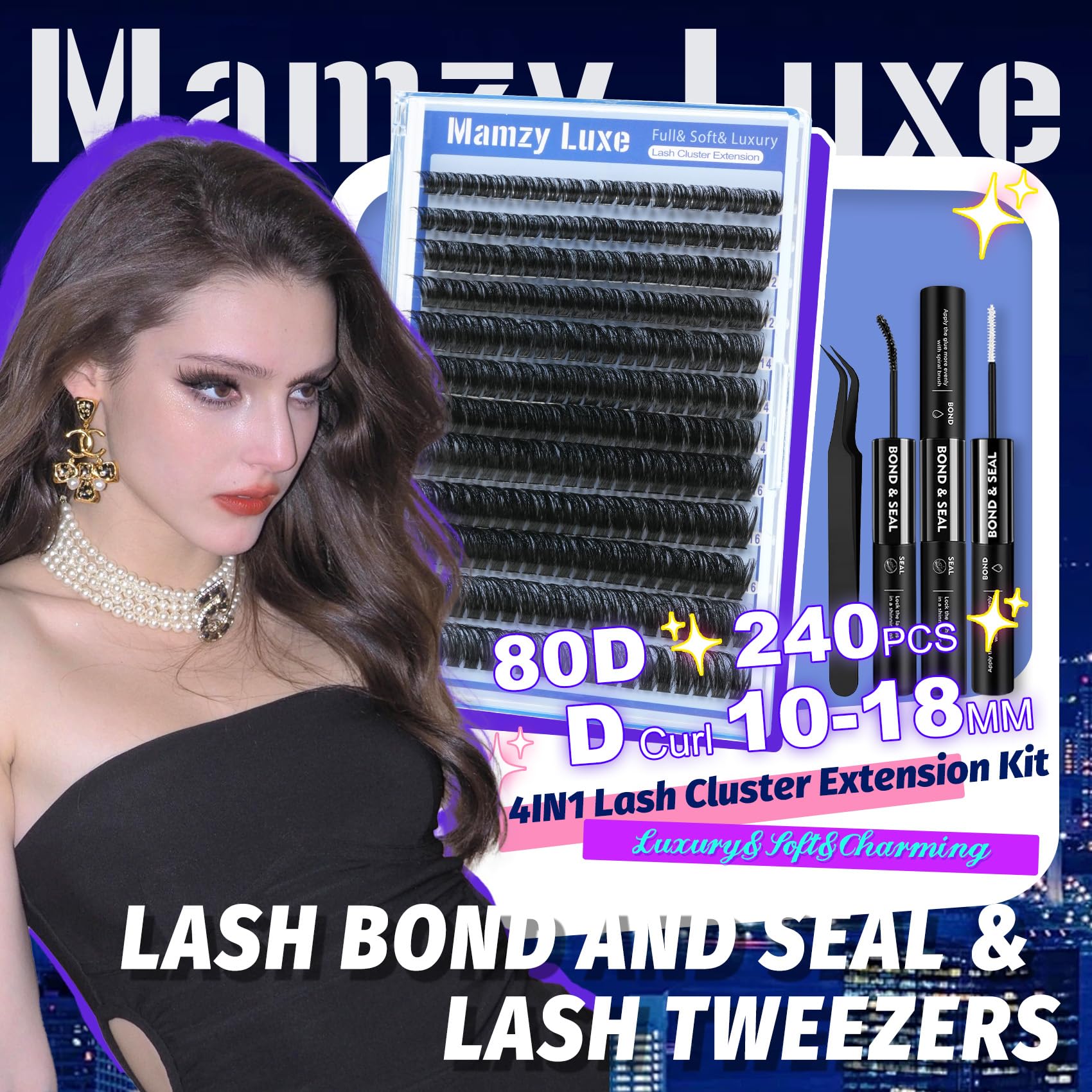 Mamzy Luxe precision tweezer for easy, clean cluster placement.