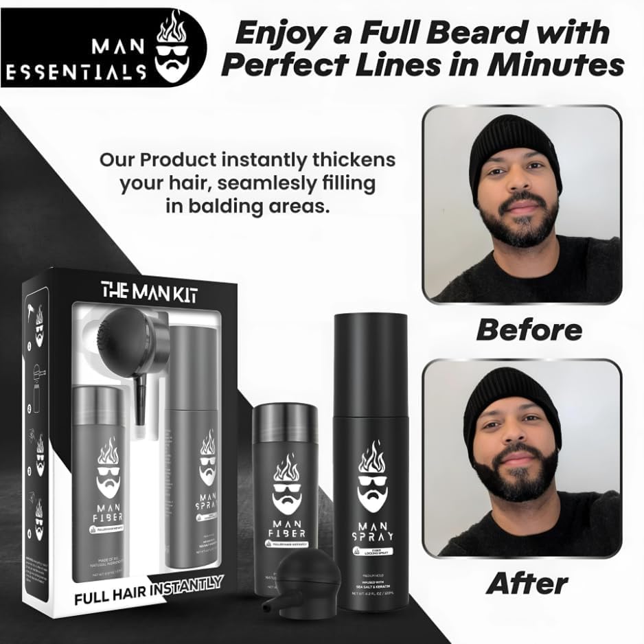 Man Essentials fiber locking spray bottle used to lock fibers in place.