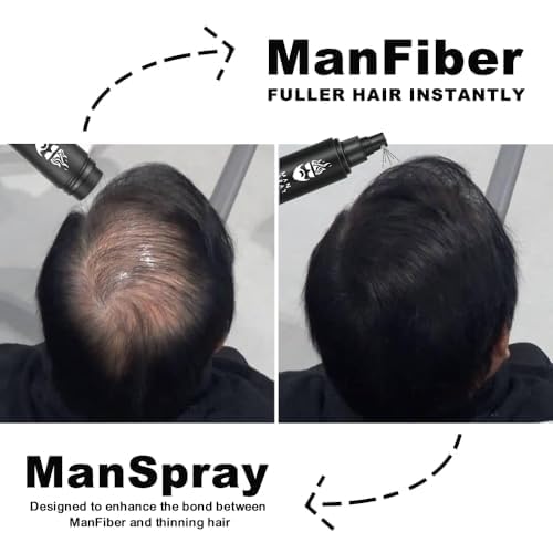 Hair fiber application close-up showing natural blend and coverage.