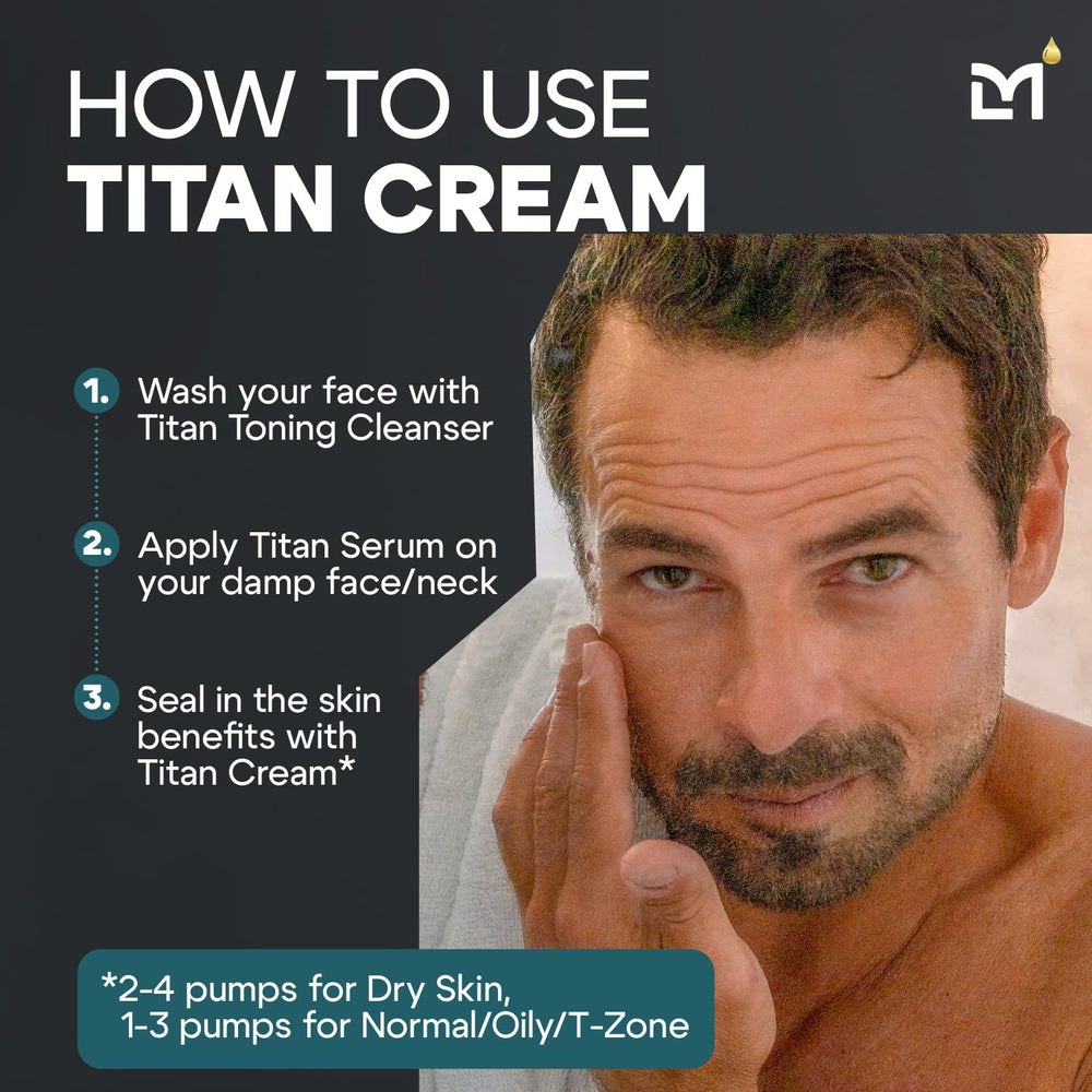 Titan Cream texture swatch reveals a light, non greasy hydration.