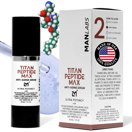 Man Labs Titan MAX airless pump bottle, unscented for daily use.