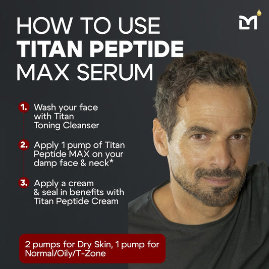 Applying Titan MAX serum to skin for smooth, hydrated texture.