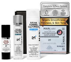 Man Labs Titan Toning Cleanser bottle for a refreshing cleanse and prep skin.