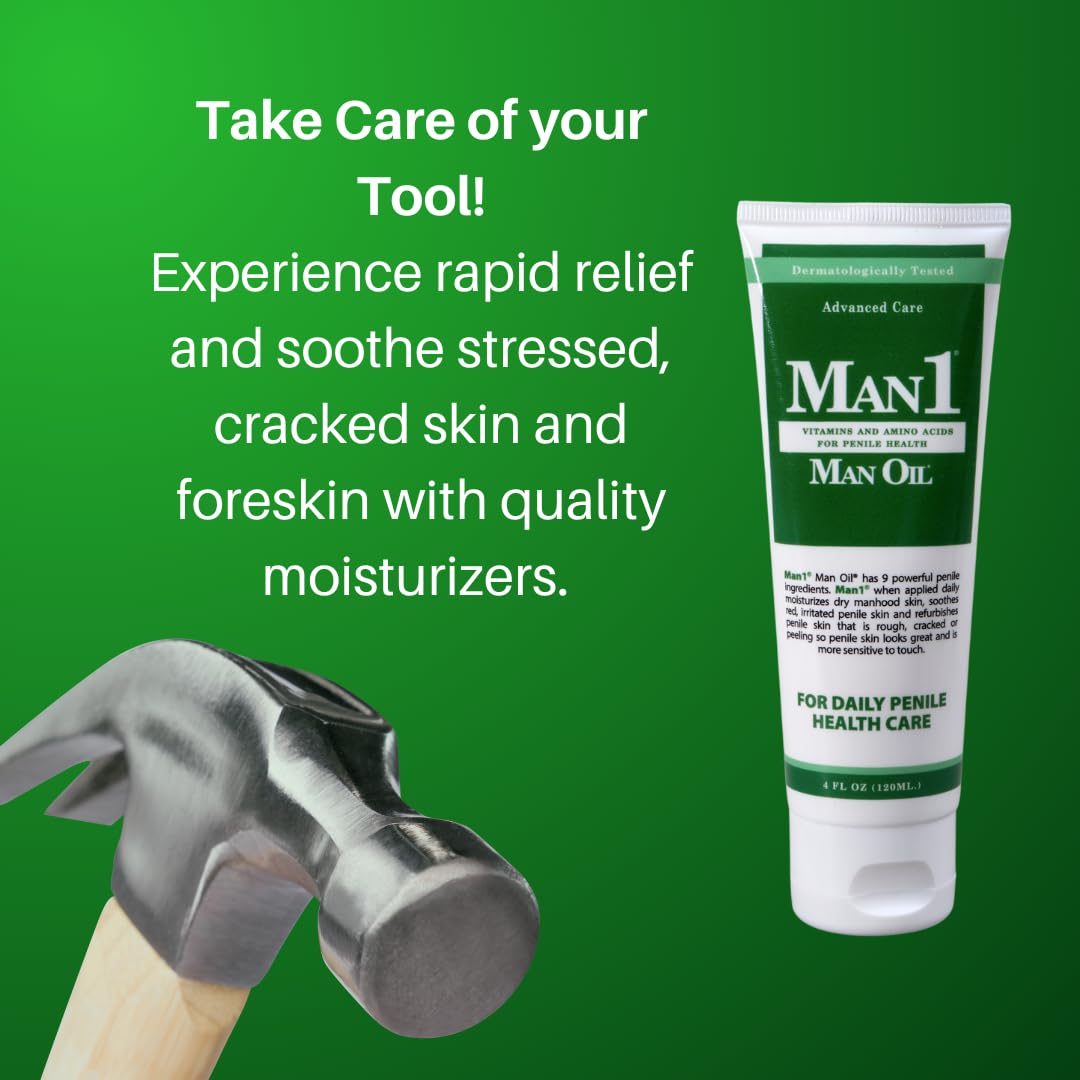 Close-up of Man1 Man Oil fragrance-free formula for sensitive skin.