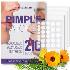 Mandabloom Acne Pimple Patches 210-pack packaging for on-the-go blemish care.