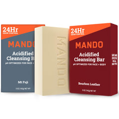 Mando 4-in-1 Bourbon Leather closeup highlights rich lather and fresh scent